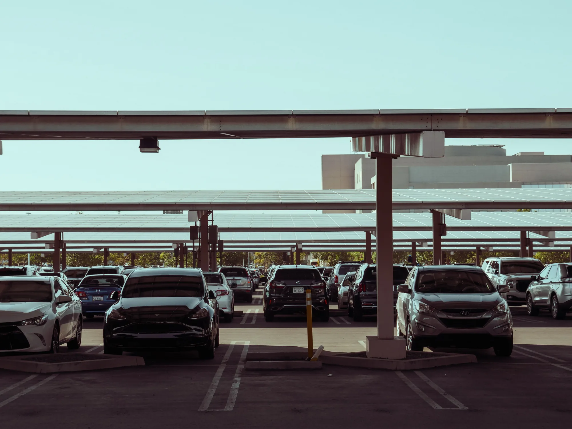 Commercial solar carport installation
